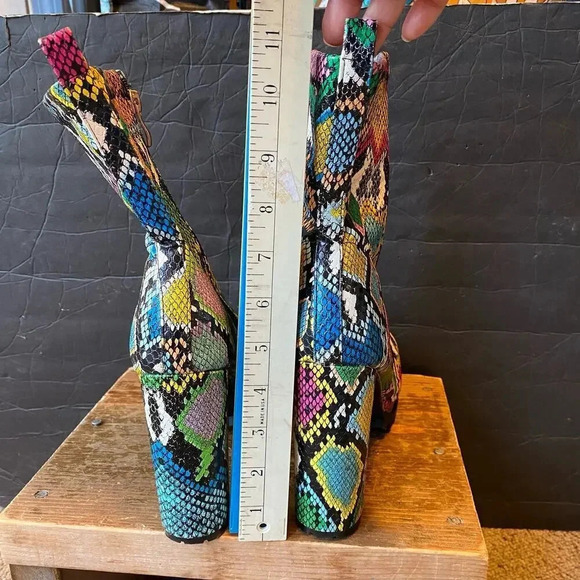 Pazzle Natalie Multicolor Snake Print High Heels Open Toe Boots Women Size 8.5 - Picture 3 of 10